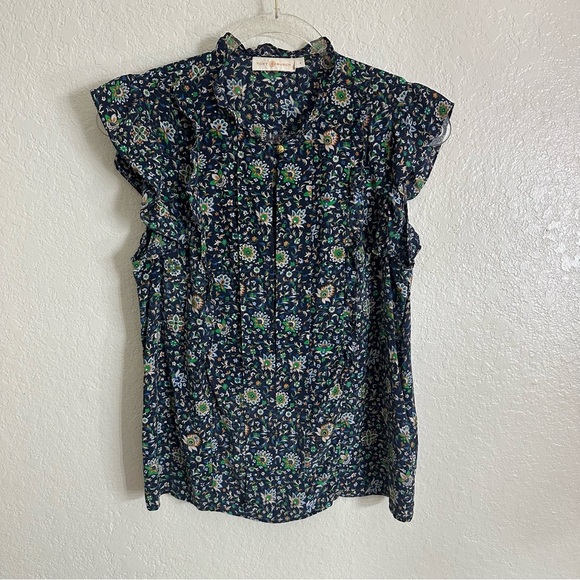Tory Burch Printed Ruffle Shell Top size 4 - Picture 7 of 12